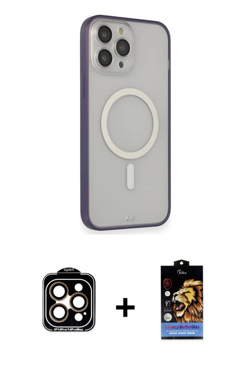 ieg™ iPhone 14 Pro Max Kılıf Siluet Işık Koleksiyonu - Siyah Buffer Hayalet Cam Ekran Koruyucu + Tur