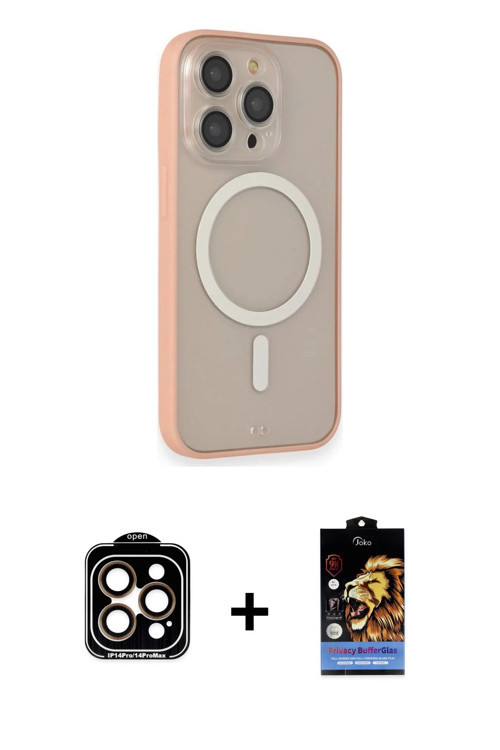 ieg™ iPhone 14 Pro Max Kılıf Siluet Işık Koleksiyonu - Siyah Buffer Hayalet Cam Ekran Koruyucu + Tur