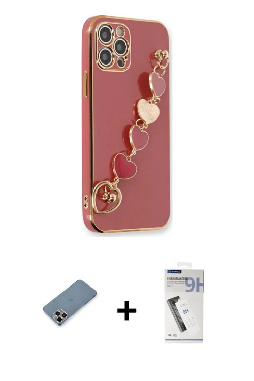 ieg™ iPhone 12 Pro Kılıf Nova Işık Prime - Şeffaf Uv Polymer Nano Ekran Koruyucu + Mor Metal Kamera