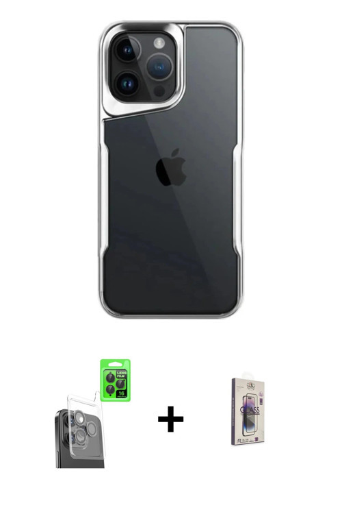 ieg™ iPhone 16 Pro Kılıf Akış Çizgi Koleksiyonu - Siyah Bilvis 3D Cam Ekran Koruyucu + Siyah Raze Me