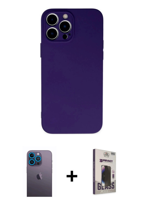 ieg™ iPhone 13 Pro Max Kılıf Ahenk Serisi - Siyah Bilvis Hayalet Cam Ekran Koruyucu + Mavi Neon Fosf
