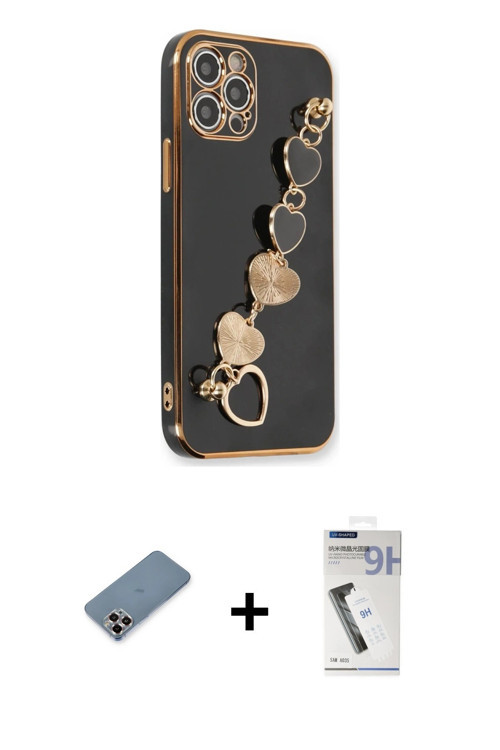 ieg™ iPhone 12 Pro Kılıf Nova Işık Prime - Şeffaf Uv Polymer Nano Ekran Koruyucu + Mor Metal Kamera