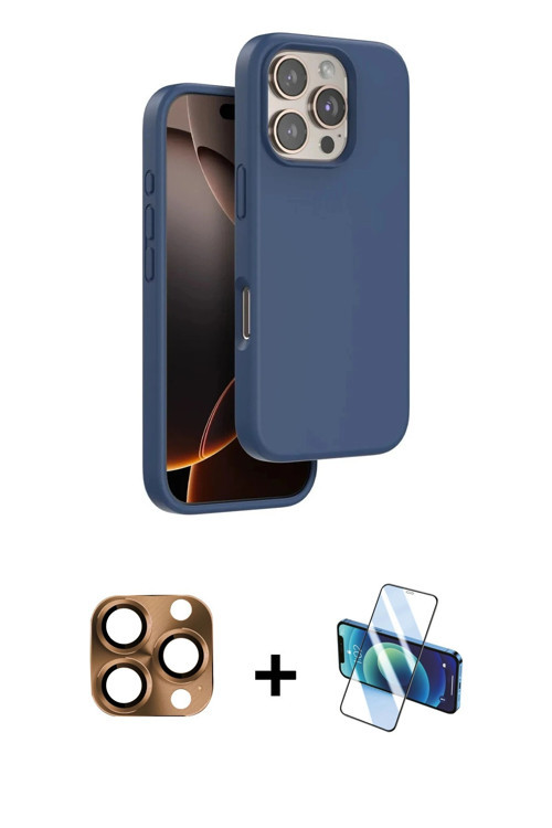 ieg™ iPhone 16 Pro Max Kılıf Kıvılcım Çizgi Serisi - Siyah 3D Antistatik Cam Ekran Koruyucu + Çöl Ti