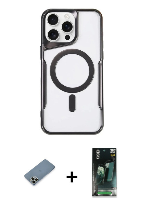 ieg™ iPhone 11 Pro Max Kılıf Yadigar Klasik Özel Seri - Şeffaf 360 Full Body Arka Koruyucu + Açık Ye