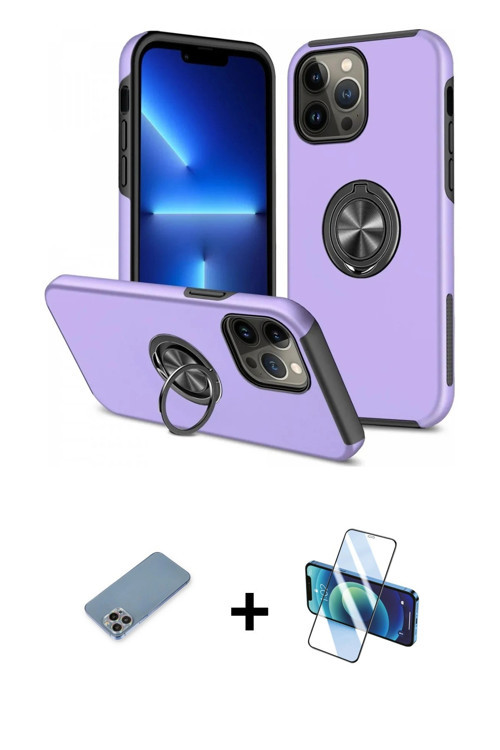 ieg™ iPhone 13 Pro Max Kılıf Odak Form Prime - Siyah 3D Antistatik Cam Ekran Koruyucu + Gökkuşağı Sh