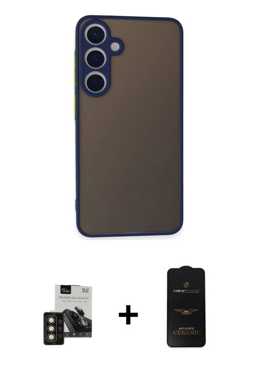 ieg™ Galaxy S24 Kılıf Ahenk Çizgi Serisi - Siyah 6D Antistatik Mat Seramik Hayalet Nano Ekran Koruyu