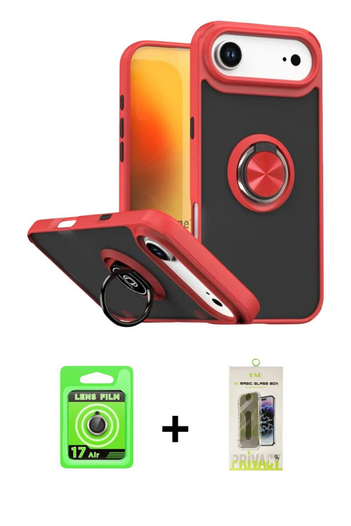 ieg™ iPhone 17 Air Kılıf Yörünge Çizgi - Siyah Joko Magic 5D Hayalet Cam + Gold Raze Metal Kamera Le