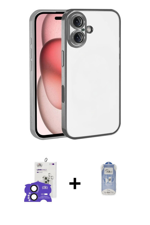 ieg™ iPhone 17 Kılıf Vadi Minimal - Siyah Joko Magic 5D Cam + Siyah Bilvis Titan Kamera Lens