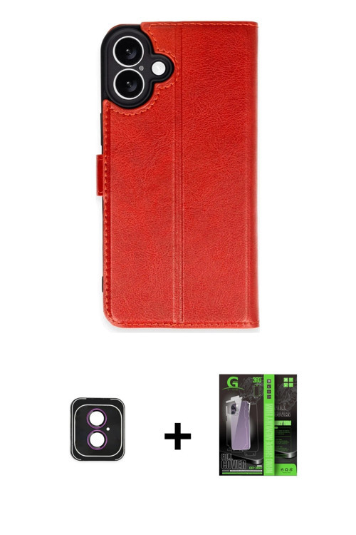 ieg™ iPhone 16 Kılıf Siluet Işık Serisi - Şeffaf 360 Full Body Arka Koruyucu + Pembe PVD Metal Kamer