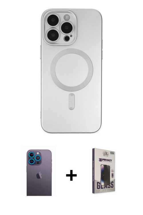 ieg™ iPhone 13 Pro Max Kılıf Akış Minimal Özel Seri - Siyah Bilvis Hayalet Cam Ekran Koruyucu + Mavi