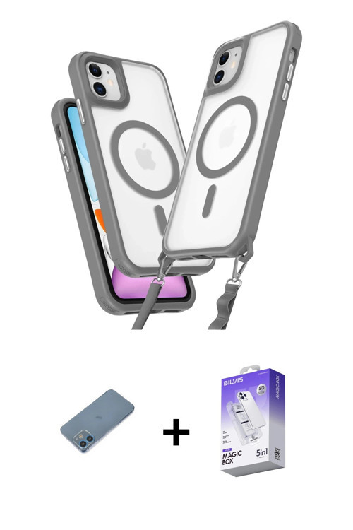 ieg™ iPhone 12 Kılıf Atlas Doku Koleksiyonu - Siyah Bilvis 5in1 3D Magic Cam Ekran Koruyucu + Mavi S