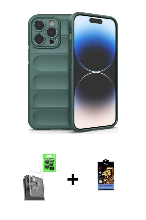 ieg™ iPhone 16 Pro Kılıf Atlas Koleksiyonu - Siyah Buffer Hayalet Cam Ekran Koruyucu + Siyah Raze Me