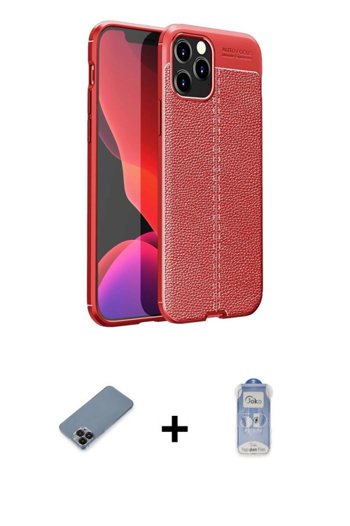 ieg™ iPhone 12 Pro Max Kılıf Doruk Klasik Özel Seri - Siyah Joko Magic 5D Cam + Siyah Metal Kamera L