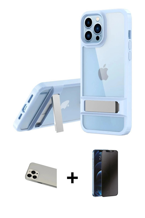 ieg™ iPhone 13 Pro Max Kılıf Yadigar Yansıma - Siyah 3D Antistatik Hayalet Cam Ekran Koruyucu + Beya