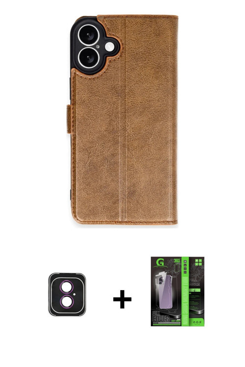 ieg™ iPhone 16 Kılıf Siluet Işık Serisi - Şeffaf 360 Full Body Arka Koruyucu + Pembe PVD Metal Kamer