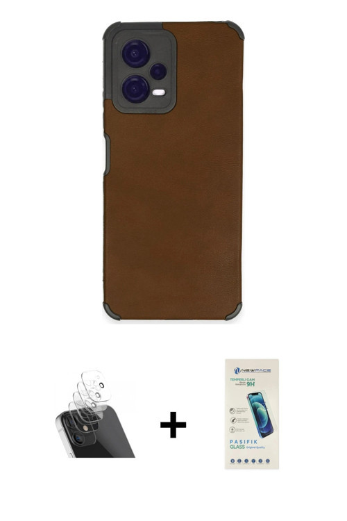ieg™ Redmi Note 12 5G Kılıf Doruk Asil Koleksiyonu - Şeffaf Pasifik Cam Ekran Koruyucu + Şeffaf Kame
