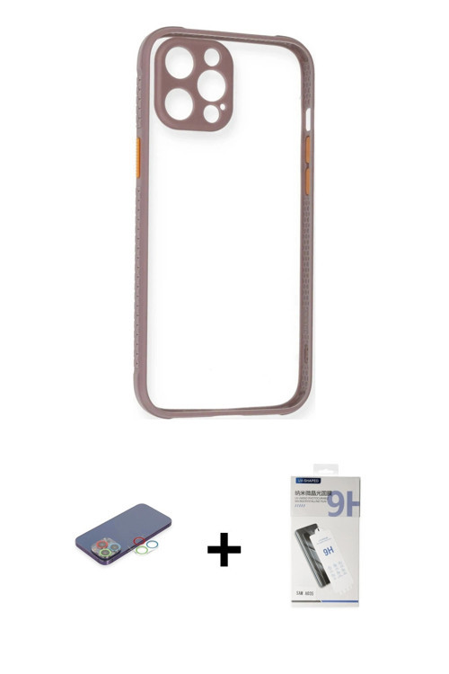 ieg™ iPhone 12 Pro Max Kılıf Nova Asil Özel Seri - Şeffaf Uv Polymer Nano Ekran Koruyucu + Mavi Renk