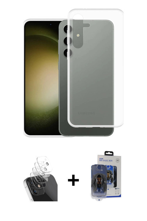 ieg™ Galaxy S24 Plus Kılıf Zirve Doku - Siyah Vanessa Magic Cam + Şeffaf Kamera Lens Koruma Cam