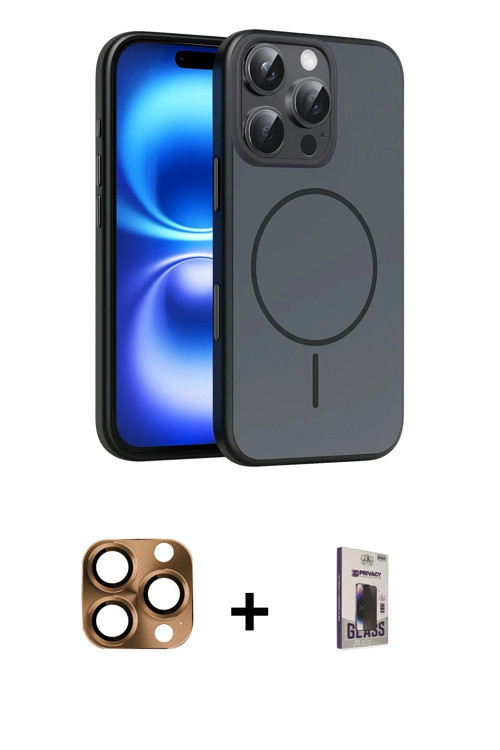 ieg™ iPhone 16 Pro Max Kılıf Atlas Asil Prime - Siyah Bilvis Hayalet Cam Ekran Koruyucu + Çöl Titany