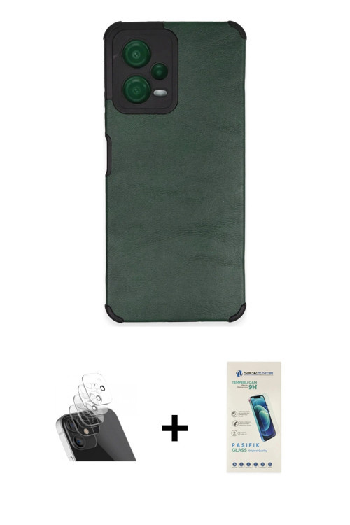 ieg™ Redmi Note 12 5G Kılıf Doruk Asil Koleksiyonu - Şeffaf Pasifik Cam Ekran Koruyucu + Şeffaf Kame