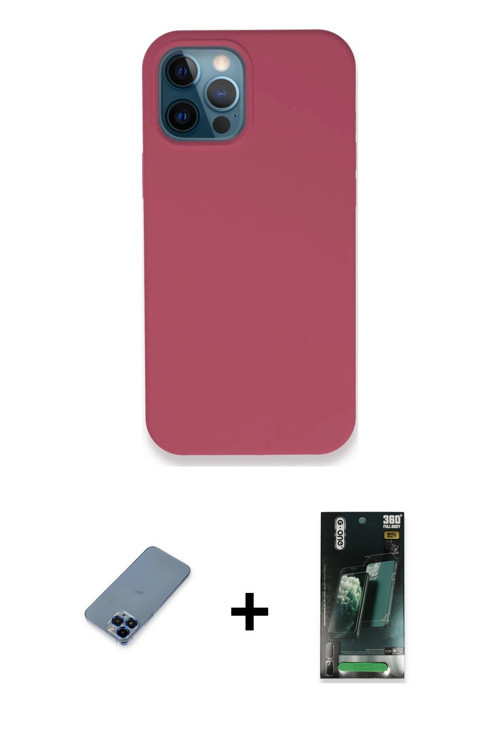 ieg™ iPhone 12 Pro Kılıf Zirve Modern Özel Seri - Şeffaf 360 Full Body Arka Koruyucu + Mavi Metal Ka
