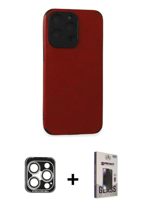 ieg™ iPhone 15 Pro Max Kılıf Doruk Asil Koleksiyonu - Siyah Bilvis Hayalet Cam Ekran Koruyucu + Gümü