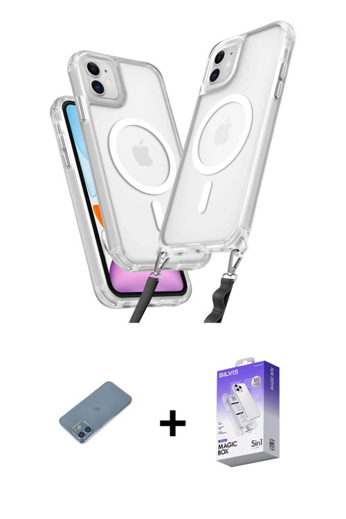 ieg™ iPhone 12 Kılıf Atlas Doku Koleksiyonu - Siyah Bilvis 5in1 3D Magic Cam Ekran Koruyucu + Mavi S