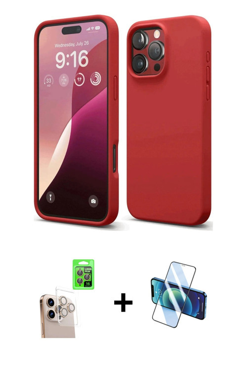 ieg™ iPhone 16 Pro Max Kılıf Ahenk Serisi - Siyah 3D Antistatik Seramik Nano Ekran Koruyucu + Natura