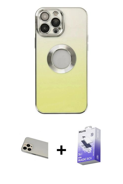 ieg™ iPhone 13 Pro Max Kılıf Kutup Yansıma Özel Seri - Siyah Bilvis 5in1 5D Magic Hayalet Cam Ekran