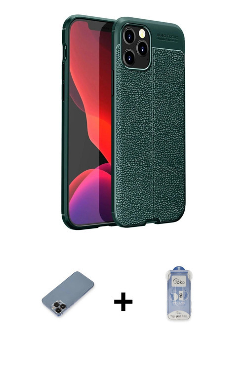 ieg™ iPhone 12 Pro Max Kılıf Doruk Klasik Özel Seri - Siyah Joko Magic 5D Cam + Siyah Metal Kamera L