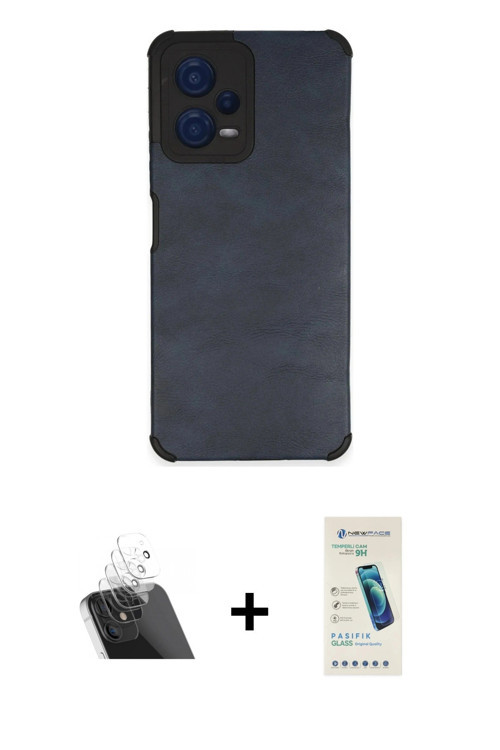 ieg™ Redmi Note 12 5G Kılıf Doruk Asil Koleksiyonu - Şeffaf Pasifik Cam Ekran Koruyucu + Şeffaf Kame
