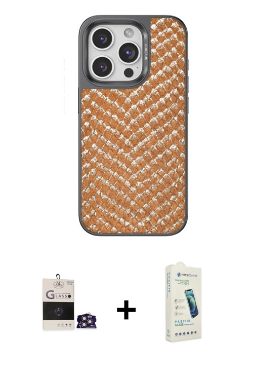 ieg™ iPhone 14 Pro Max Kılıf Vadi Özel Seri - Şeffaf Pasifik Cam Ekran Koruyucu + Gümüş Bilvis Titan