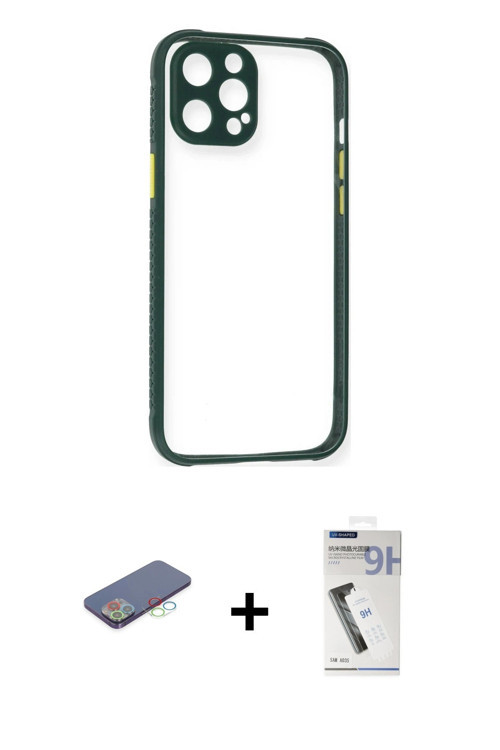 ieg™ iPhone 12 Pro Max Kılıf Nova Asil Özel Seri - Şeffaf Uv Polymer Nano Ekran Koruyucu + Mavi Renk