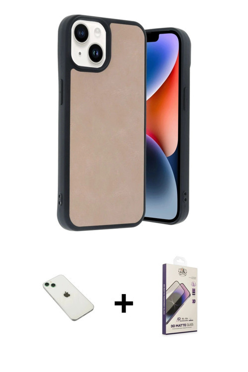 ieg™ iPhone 14 Kılıf Kıvılcım Işık Serisi - Siyah Bilvis 3D Mat Cam Ekran Koruyucu + Yeşil Diamond K
