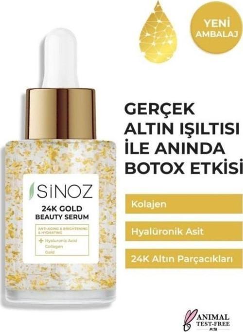 24k Altın Parçacıklı Hyaluronik Asit Içeren Kırışıklık Karşıtı Kolajen Cilt Bakım Serum 30 ml