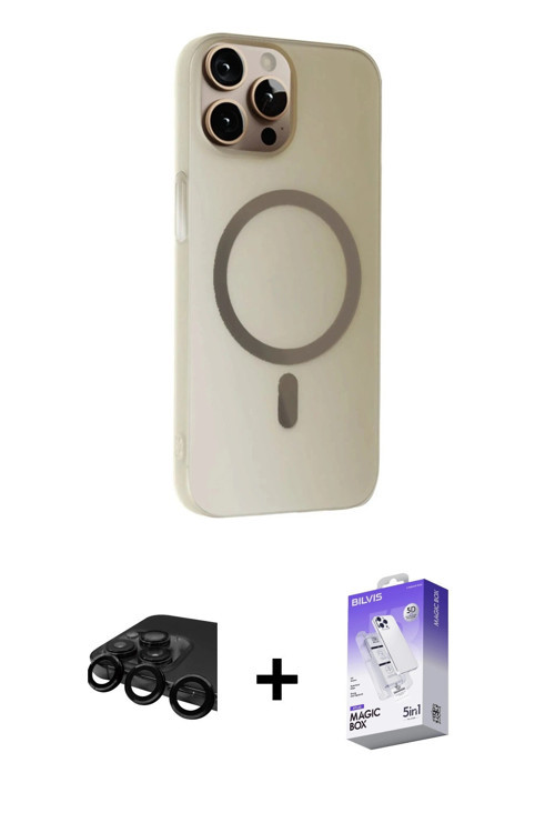 ieg™ iPhone 15 Pro Max Kılıf Çekirdek Modern Prime - Siyah Bilvis 5in1 3D Magic Cam Ekran Koruyucu +