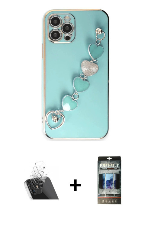 ieg™ iPhone 12 Pro Kılıf Nova Işık Prime - Siyah 34D Hayalet Izgaralı Cam + Şeffaf Kamera Lens Korum