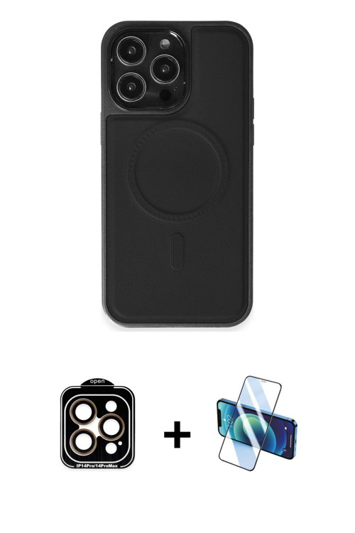 ieg™ iPhone 15 Pro Max Kılıf Zirve Işık Serisi - Siyah 3D Antistatik Seramik Nano Ekran Koruyucu + T