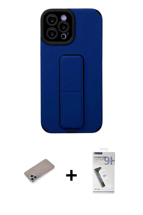 ieg™ iPhone 12 Pro Max Kılıf Çekirdek Yansıma - Şeffaf Uv Polymer Nano Ekran Koruyucu + Sierra Blue
