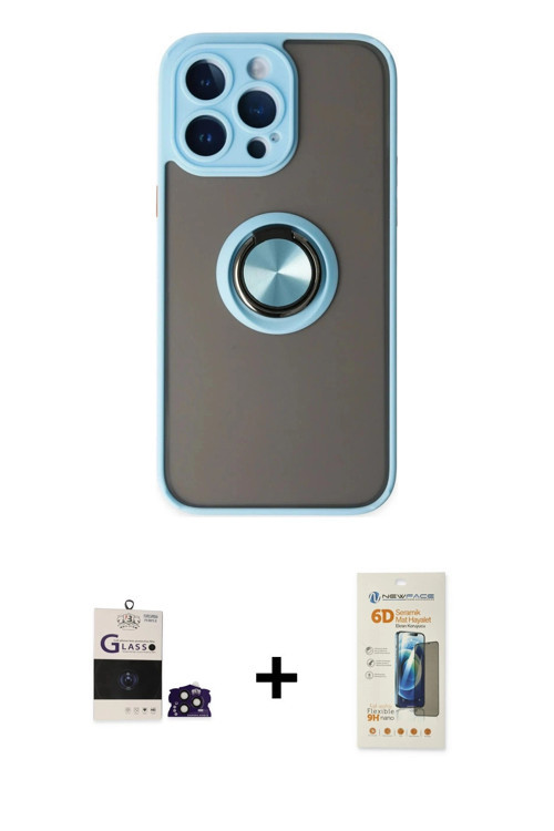 ieg™ iPhone 14 Pro Max Kılıf Yörünge Çizgi - Siyah 6D Mat Seramik Hayalet Nano Ekran Koruyucu + Deri