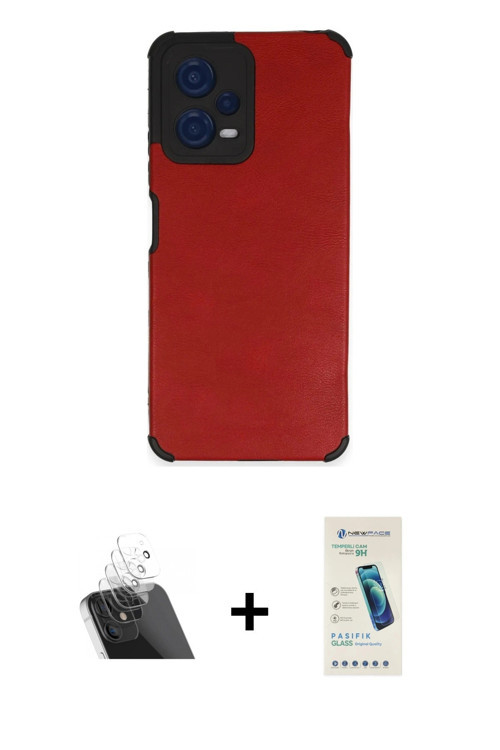 ieg™ Redmi Note 12 5G Kılıf Doruk Asil Koleksiyonu - Şeffaf Pasifik Cam Ekran Koruyucu + Şeffaf Kame