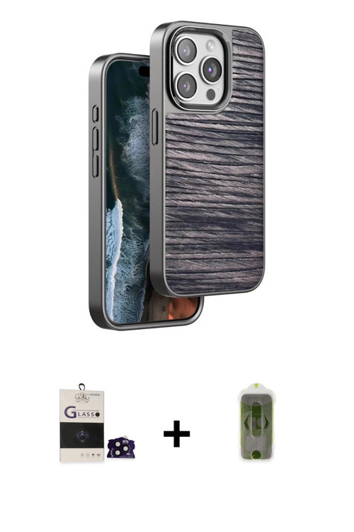 ieg™ iPhone 14 Pro Max Kılıf Atlas Minimal Özel Seri - Siyah Joko Magic 5D Hayalet Cam + Siyah Bilvi