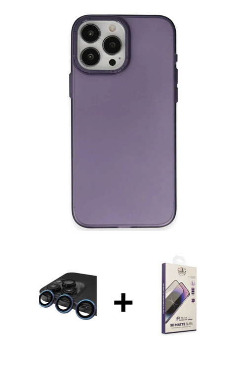 ieg™ iPhone 15 Pro Kılıf Ahenk Çizgi Prime - Siyah Bilvis 3D Mat Cam Ekran Koruyucu + Lacivert Raze