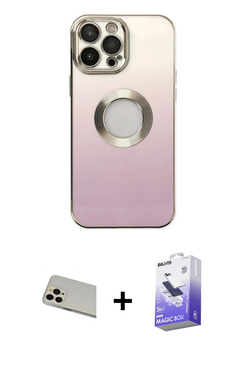 ieg™ iPhone 13 Pro Max Kılıf Kutup Yansıma Özel Seri - Siyah Bilvis 5in1 5D Magic Hayalet Cam Ekran