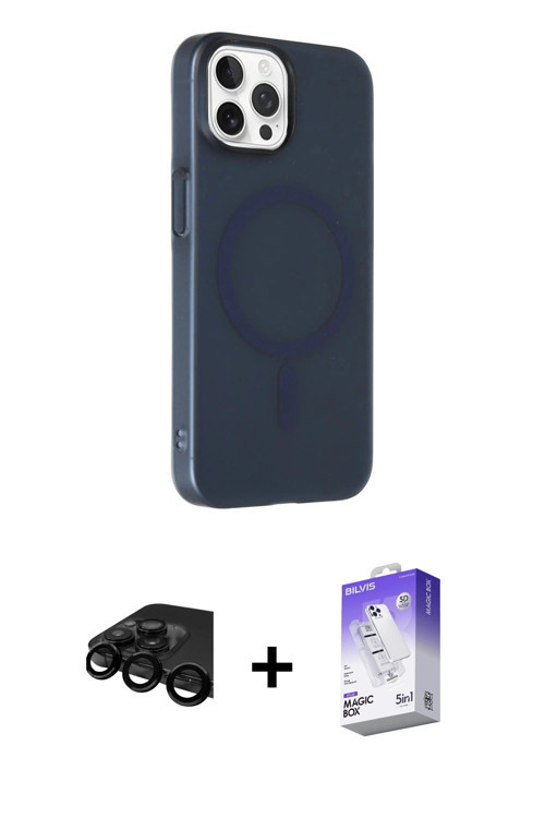 ieg™ iPhone 15 Pro Max Kılıf Çekirdek Modern Prime - Siyah Bilvis 5in1 3D Magic Cam Ekran Koruyucu +