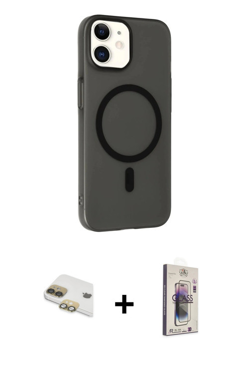 ieg™ iPhone 11 Kılıf Çekirdek Modern Prime - Siyah Bilvis 3D Cam Ekran Koruyucu + Gold Pers Alüminyu