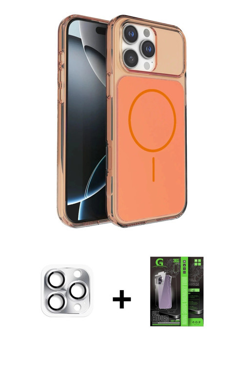 ieg™ iPhone 16 Pro Max Kılıf Kutup Doku Serisi - Şeffaf 360 Full Body Arka Koruyucu + Gümüş Pers Alü