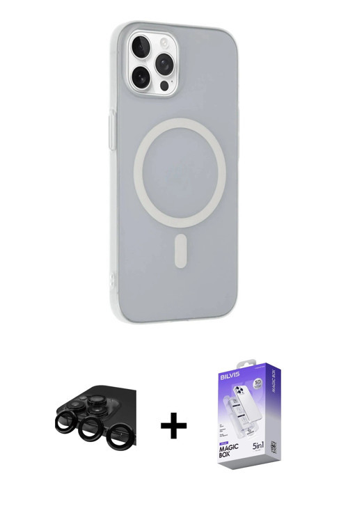 ieg™ iPhone 15 Pro Max Kılıf Çekirdek Modern Prime - Siyah Bilvis 5in1 3D Magic Cam Ekran Koruyucu +