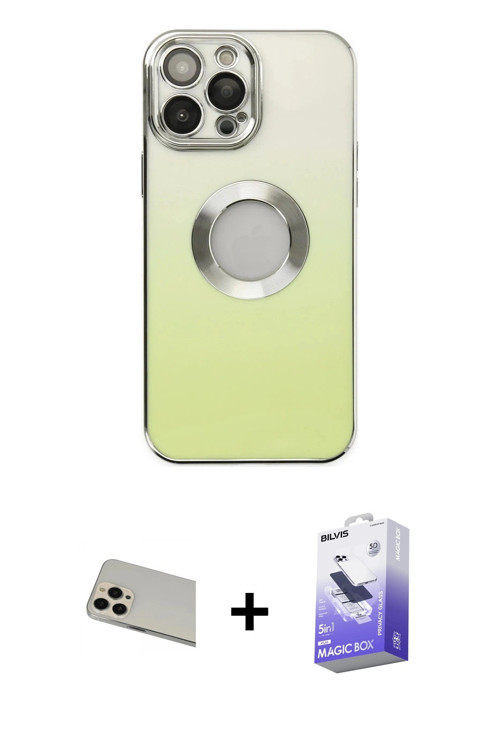 ieg™ iPhone 13 Pro Max Kılıf Kutup Yansıma Özel Seri - Siyah Bilvis 5in1 5D Magic Hayalet Cam Ekran