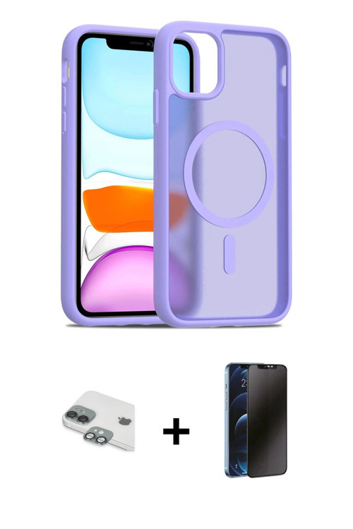ieg™ iPhone 11 Kılıf Siluet Minimal Prime - Siyah 3D Antistatik Hayalet Cam Ekran Koruyucu + Yeşil P